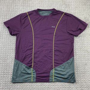 FILA F4 Athletic Shirt Men Large L Purple Gray Polyester Running Gym Workout